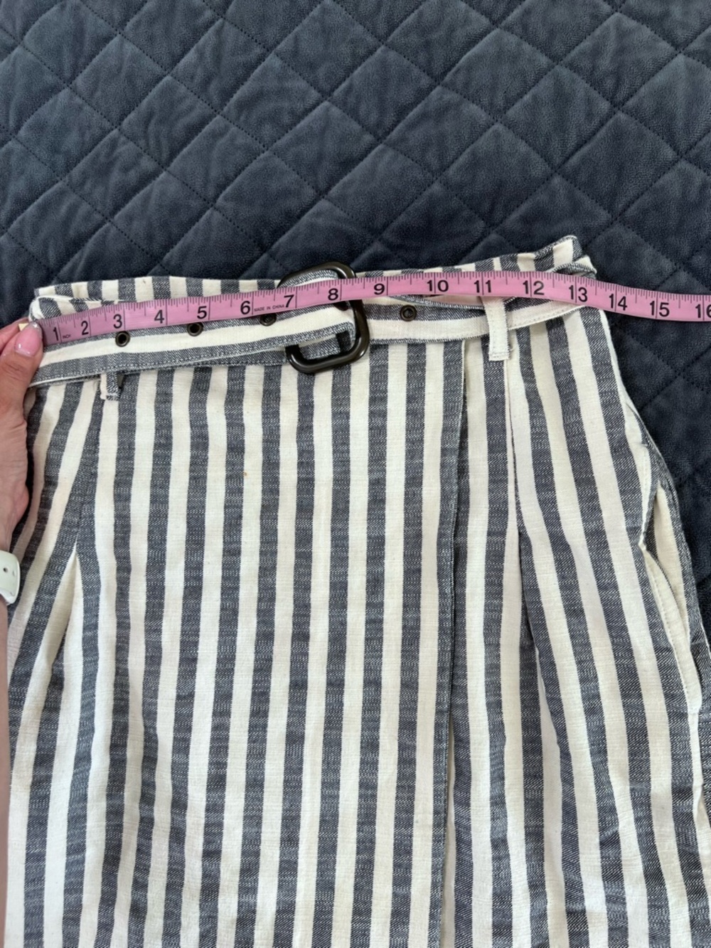 Anthropologie Striped Pencil Skirt Women’s Size 2 Wrap Belted Knee Length B22 - Picture 4 of 9